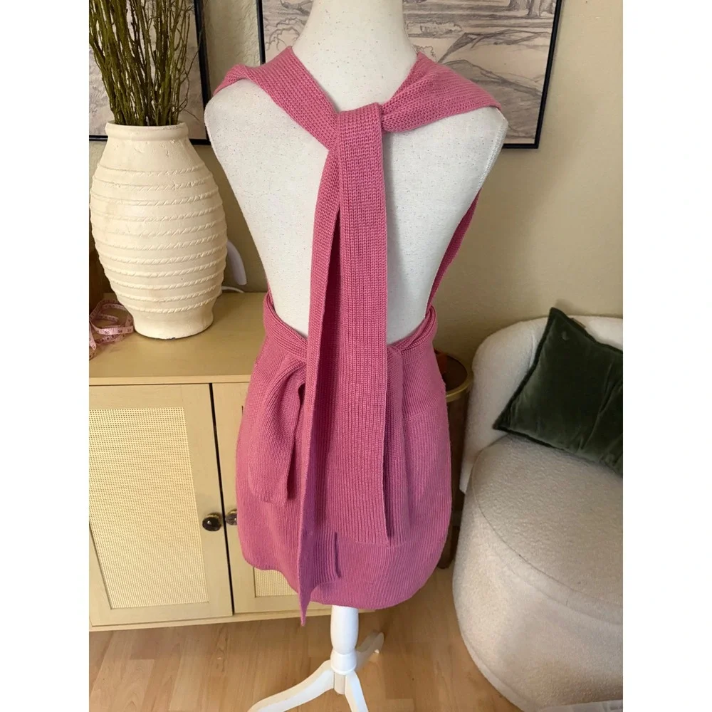 FREE PEOPLE BEACH Pink Convertible Knot Dress Mini Size Small
